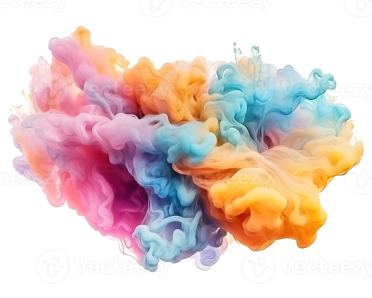 Abstract colorful pastel color cloud on transparent background. Colorful Ink Diffusion in Water. png