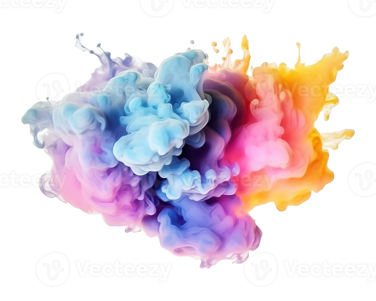 Abstract colorful pastel color cloud on transparent background. Colorful Ink Diffusion in Water. png