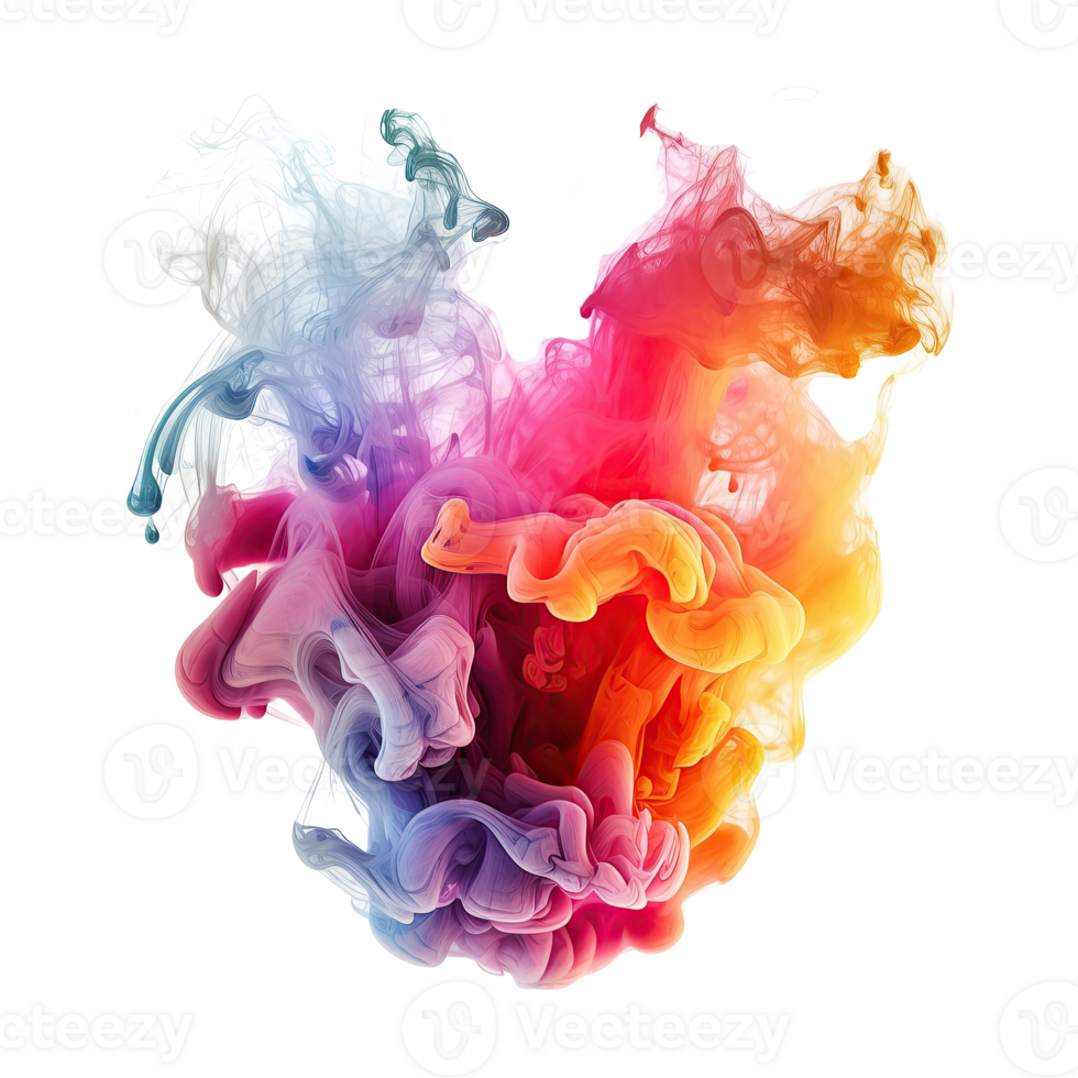 Abstract colorful pastel color cloud on transparent background. Colorful Ink Diffusion in Water. png