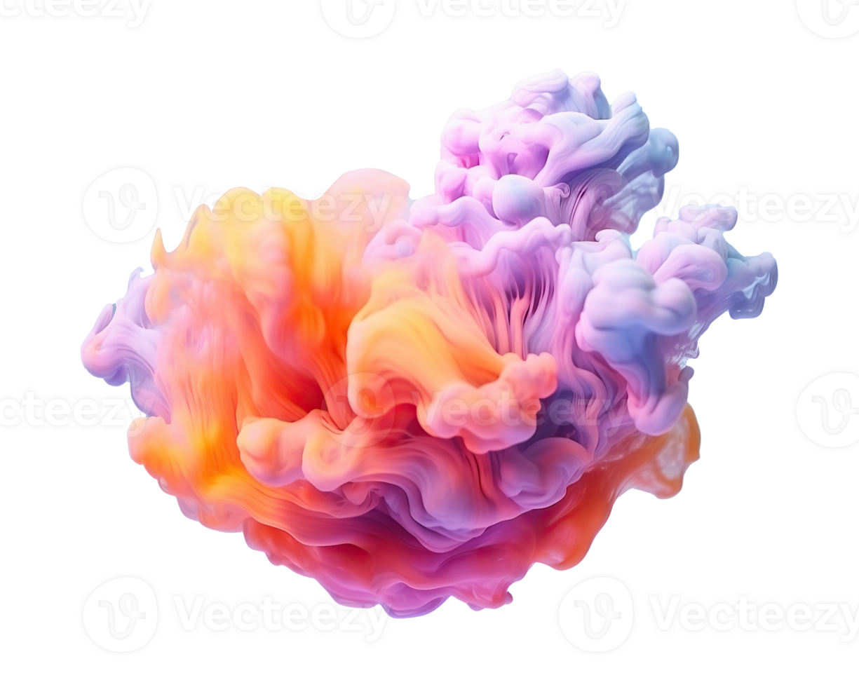 Abstract colorful pastel color cloud on transparent background. Colorful Ink Diffusion in Water. png