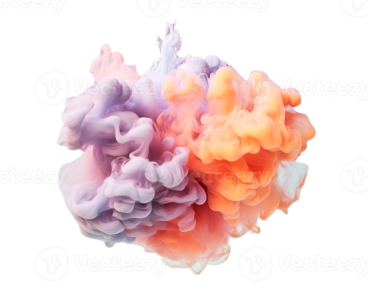 Abstract colorful pastel color cloud on transparent background. Colorful Ink Diffusion in Water. png