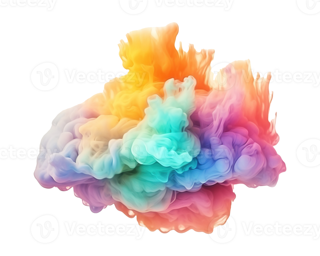 Abstract colorful pastel color cloud on transparent background. Colorful Ink Diffusion in Water. png