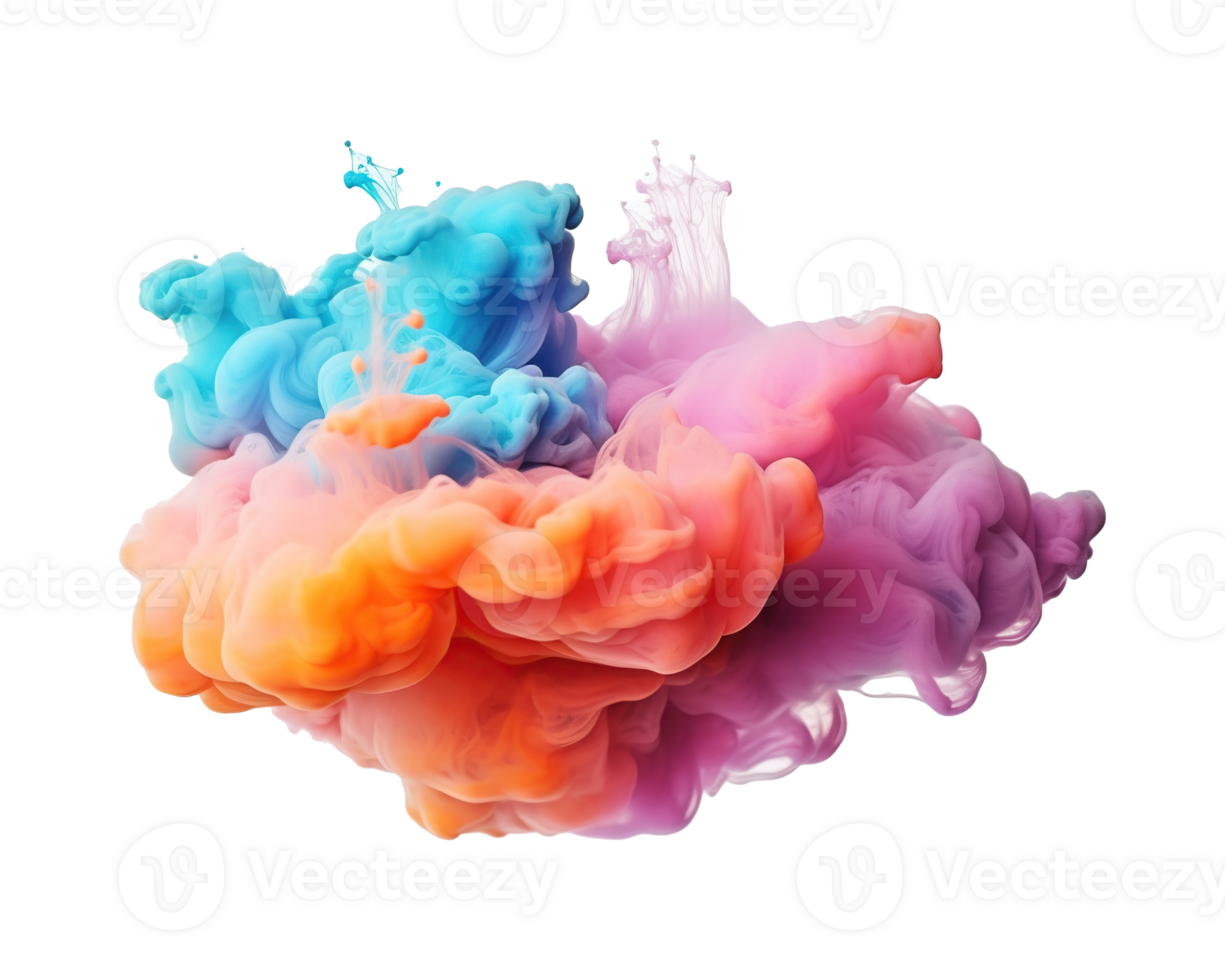 Abstract colorful pastel color cloud on transparent background. Colorful Ink Diffusion in Water. png