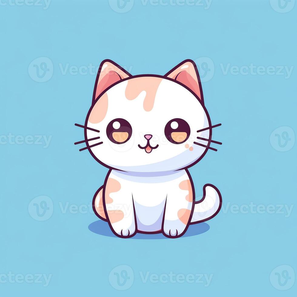 Aesthetics kawaii style cat white outline dense color photo