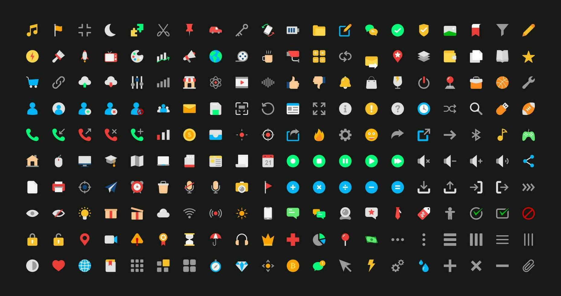 Collection Of Modern Flat Icon Set vector