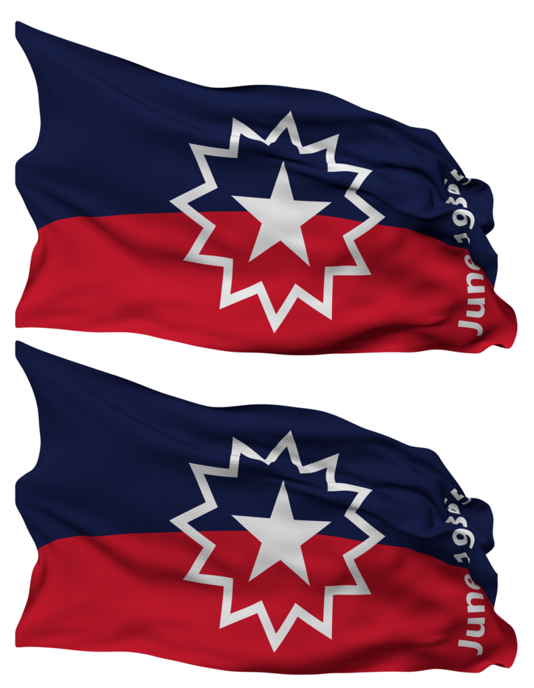 Juneteenth Flag Waves Isolated in Plain and Bump Texture, with Transparent Background, 3D Rendering png