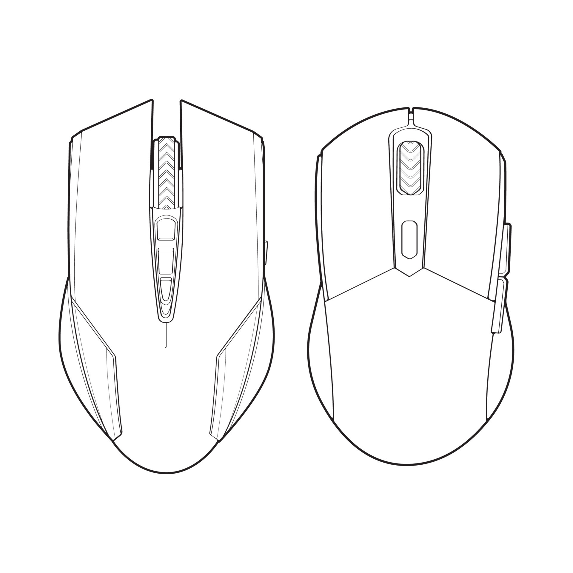 Set of computer mouse outline drawing vector, Computer Mouse in a