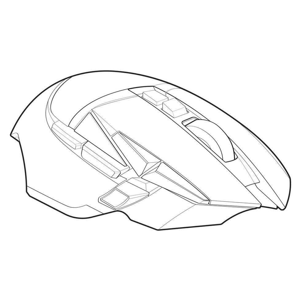 Computer mouse outline drawing vector, Computer Mouse in a sketch style, Computer Mouse training template outline, vector Illustration.