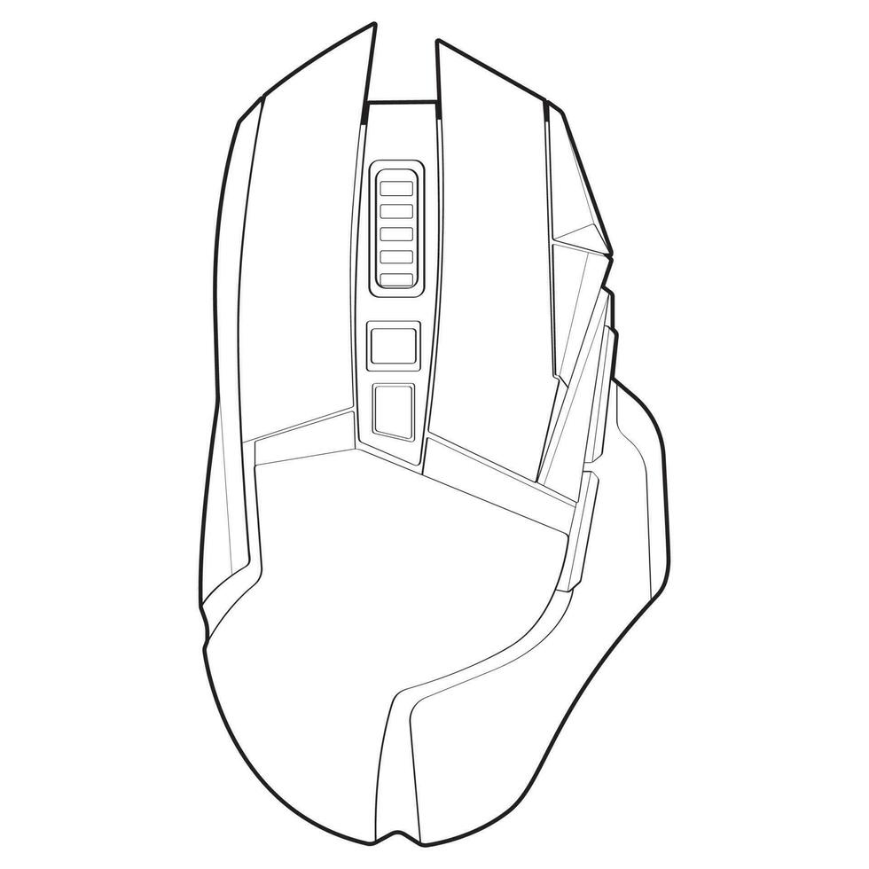 Computer mouse outline drawing vector, Computer Mouse in a sketch style, Computer Mouse training template outline, vector Illustration.