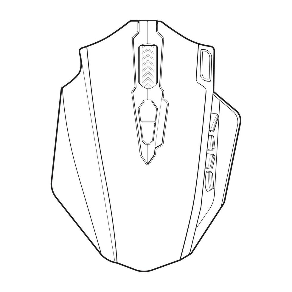Computer mouse outline drawing vector, Computer Mouse in a sketch style, Computer Mouse training template outline, vector Illustration.