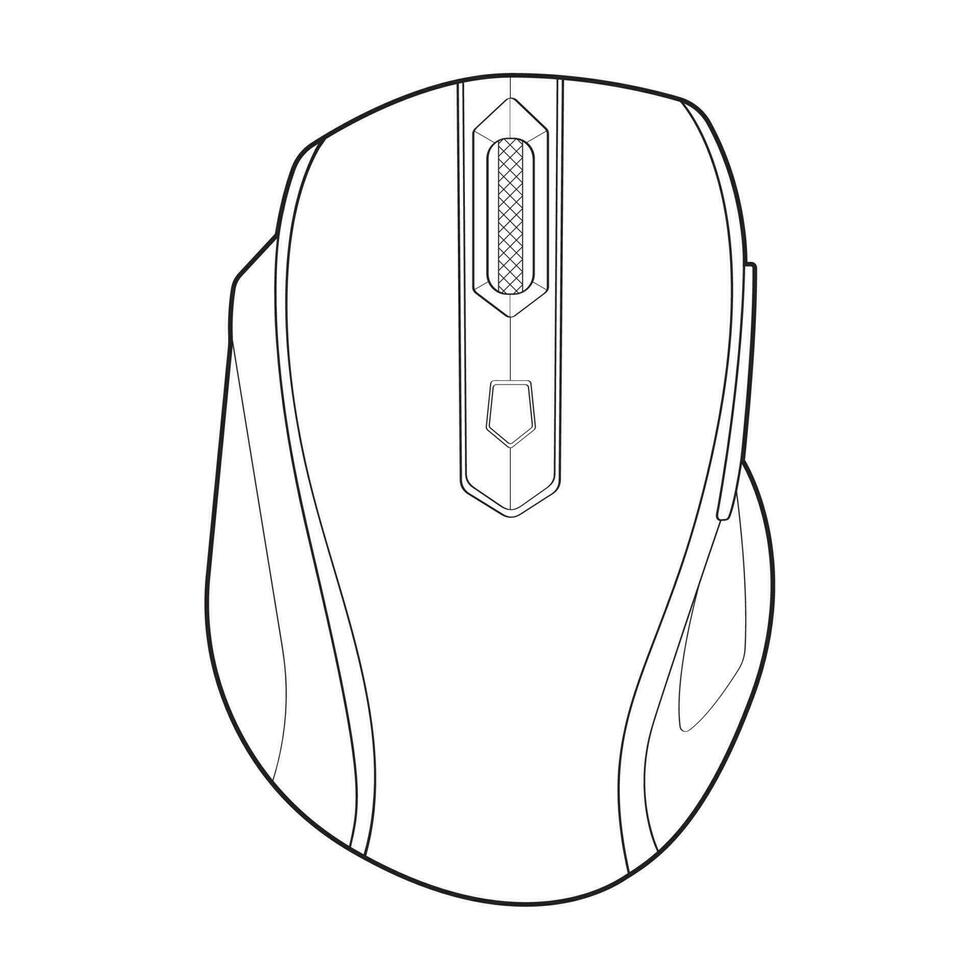 Computer mouse outline drawing vector, Computer Mouse in a sketch style