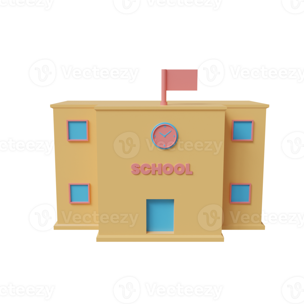 School building. 3d render png