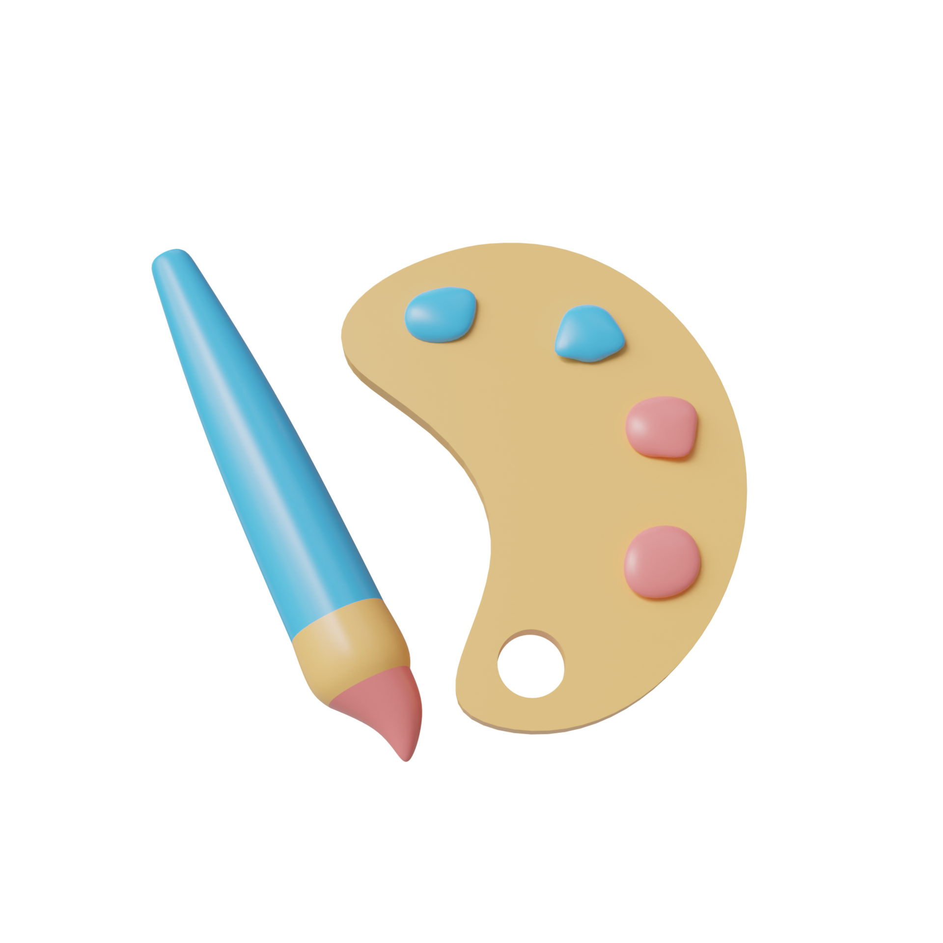 Brush and color palette. 3d render 24103608 PNG