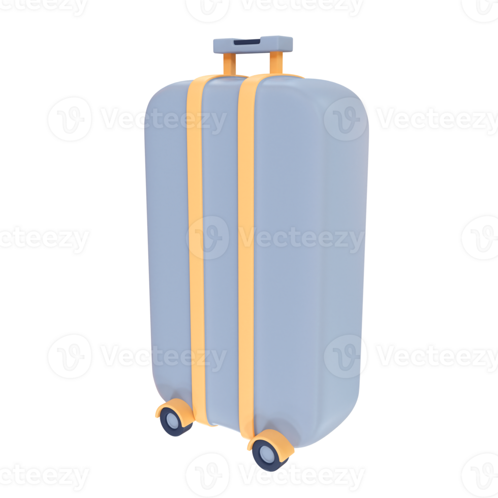 Colorful suitcase with wheels 3d illustration png