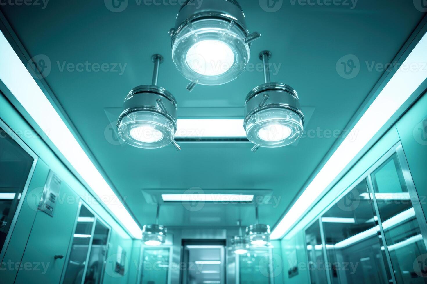 Close up Ceiling of an operating room with medical lighting vision background photo