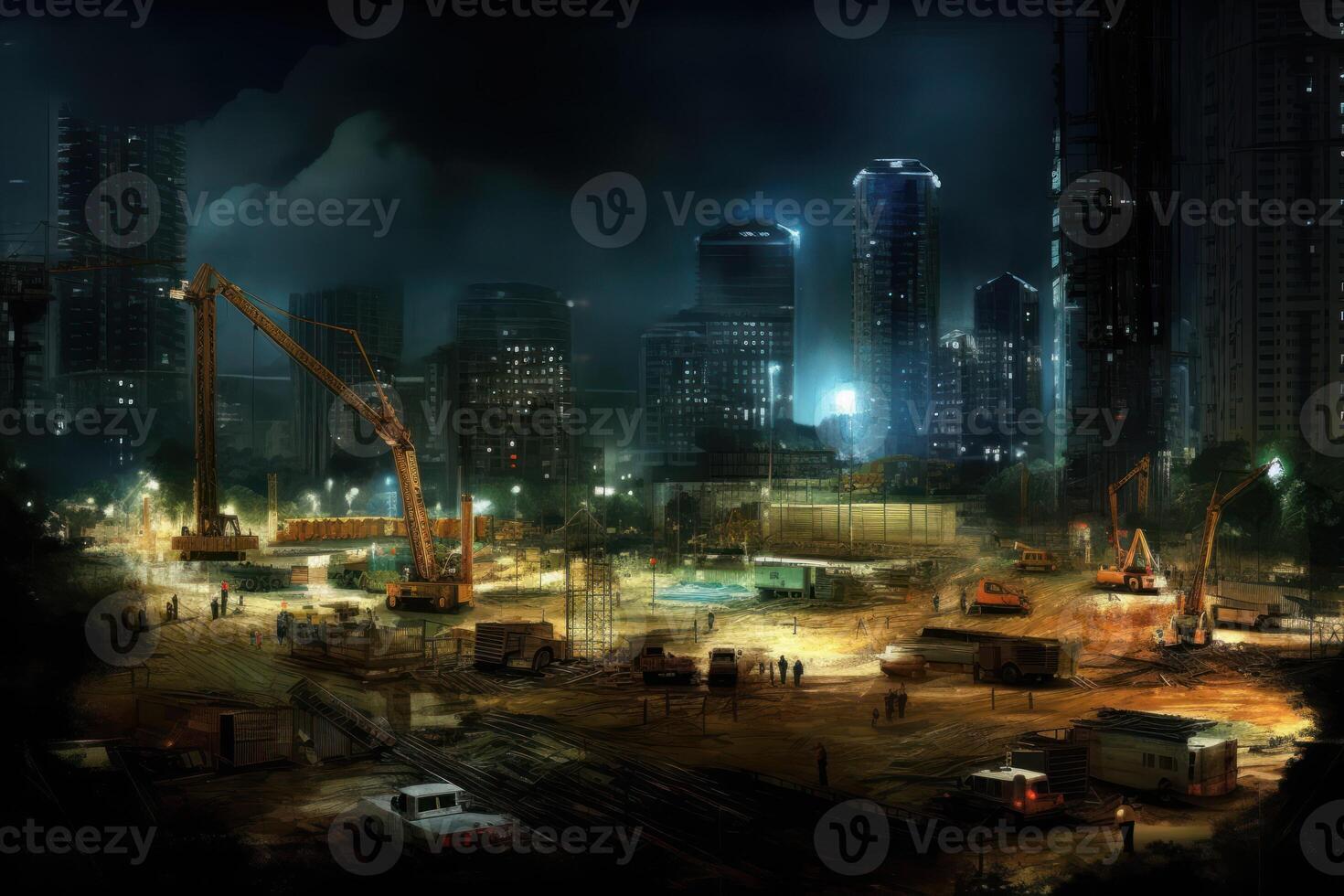 construction site Cityscapes at night background photo