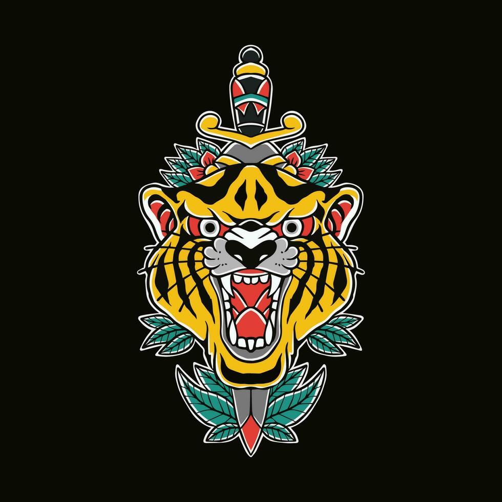 tiger head illustration vector