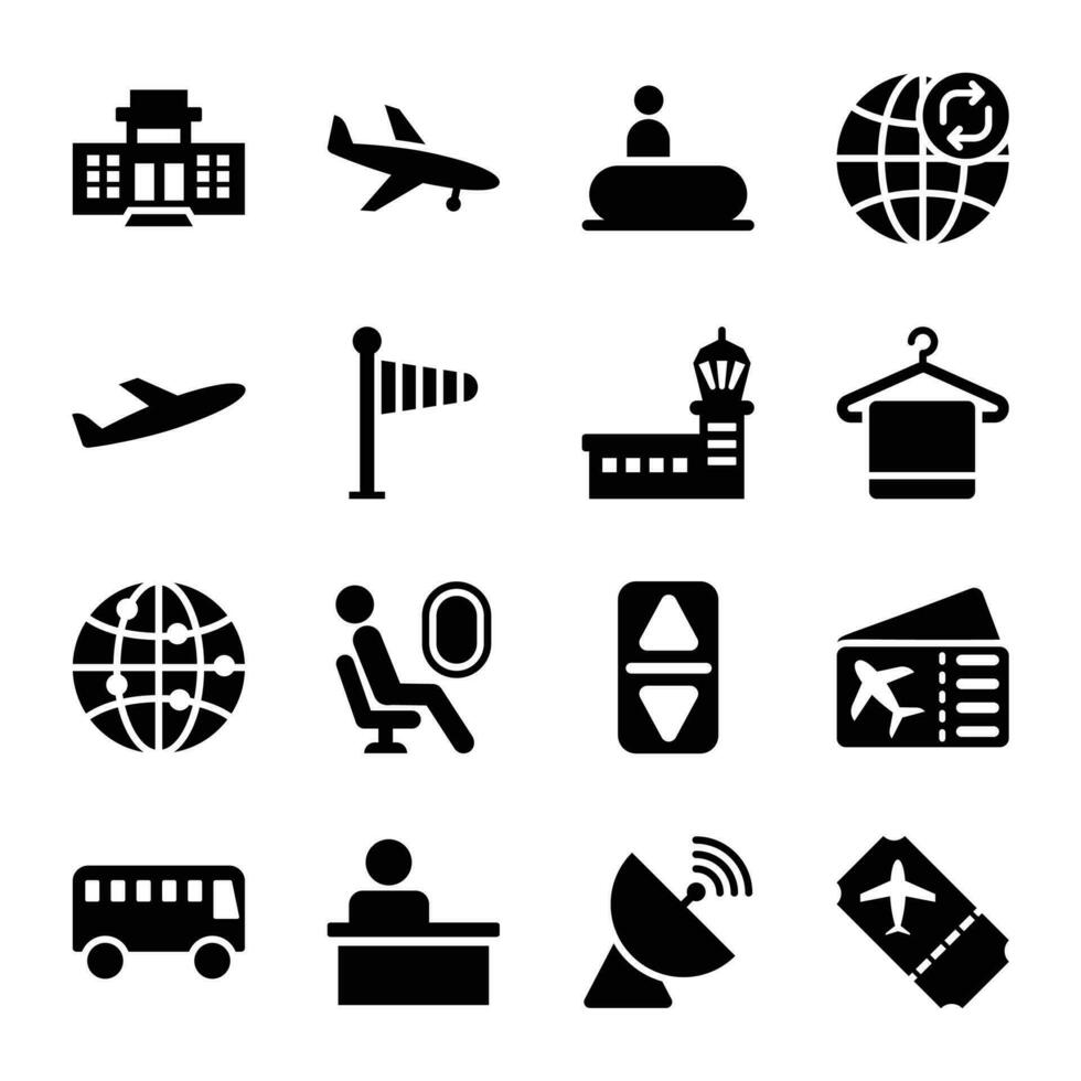 Airline Glyph Icons Set vector