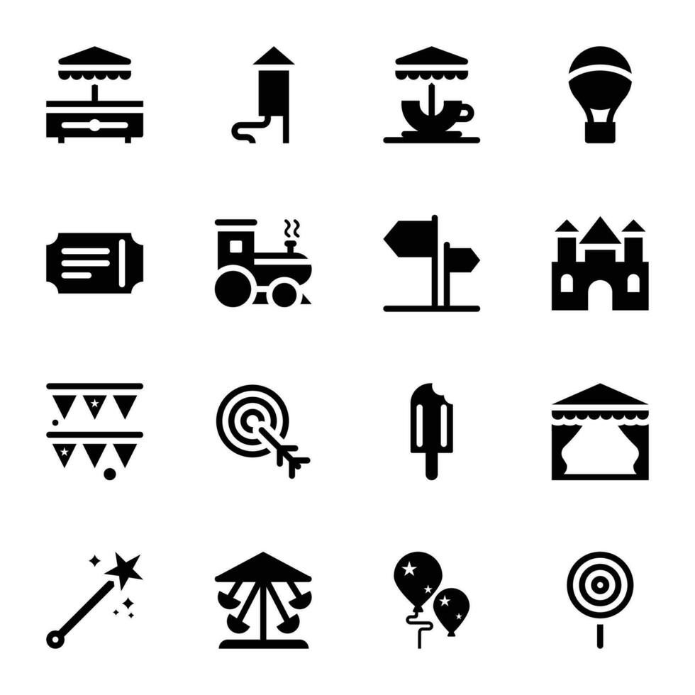 Theme Park Glyph Icons vector