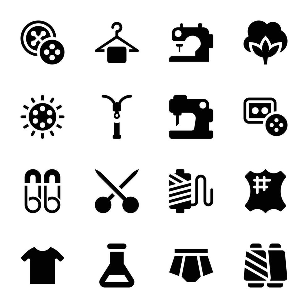 Sewing Glyph Icons vector