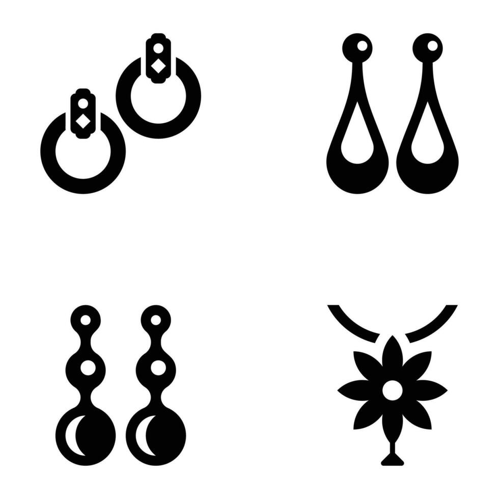 Jewellery Accessories Glyph Icons vector