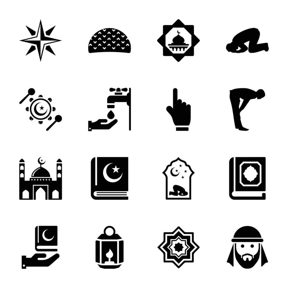 Islam elements icons vector