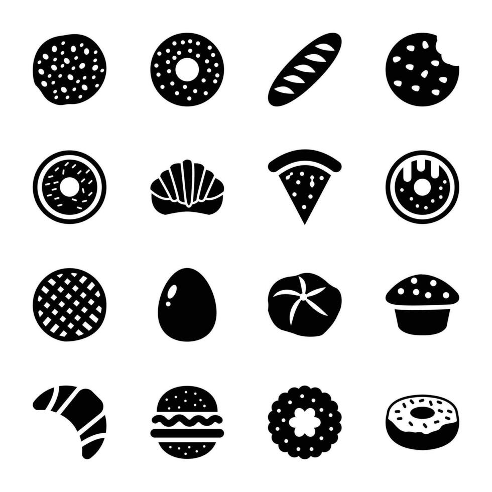 Bakery Items Solid Icons vector