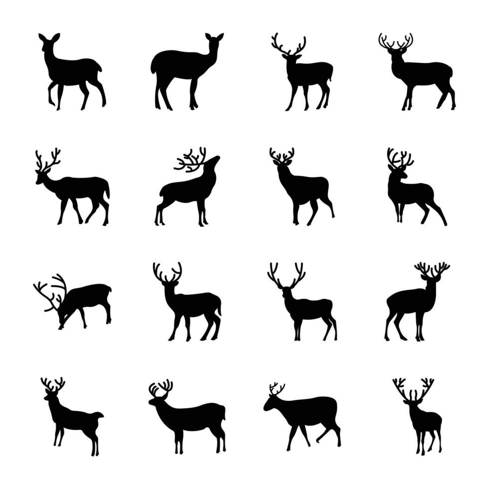 Stag Silhouette Set vector