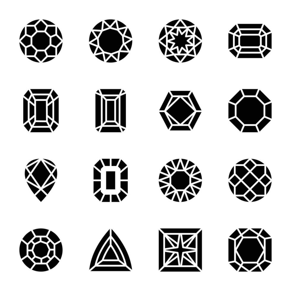 Precious stone icons vector