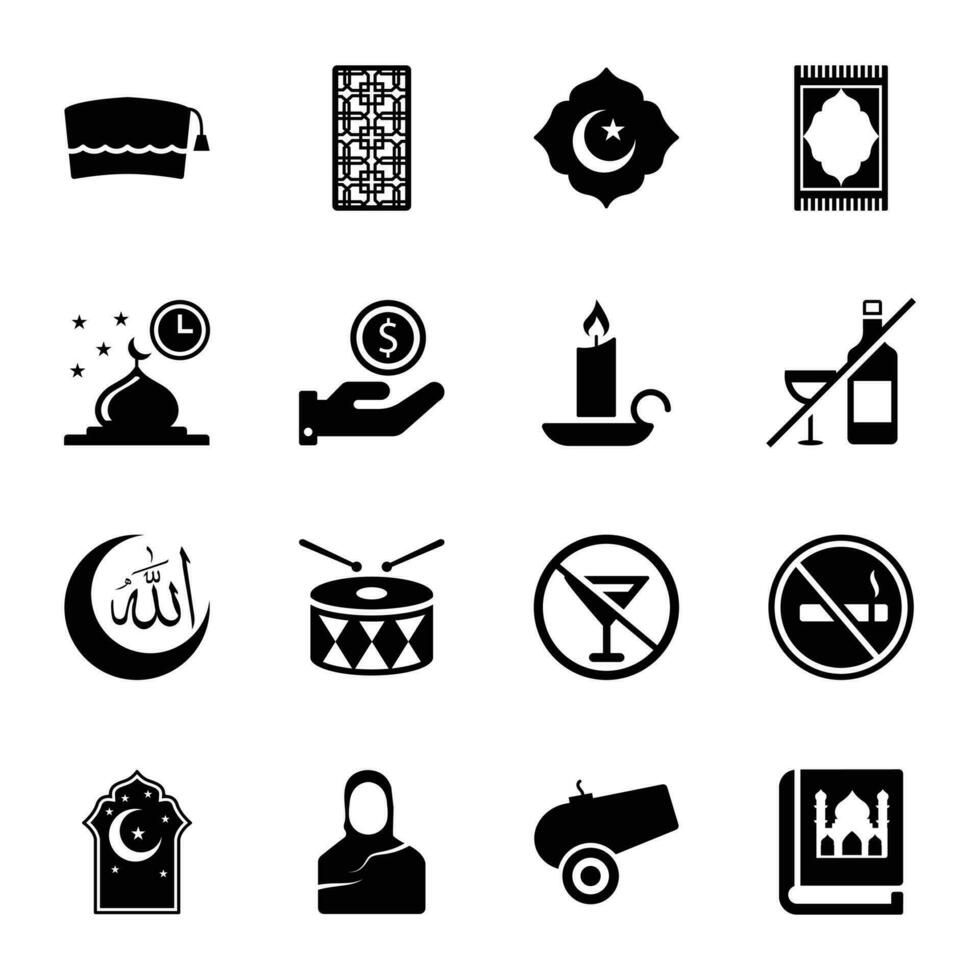 Islamic culture icons vector