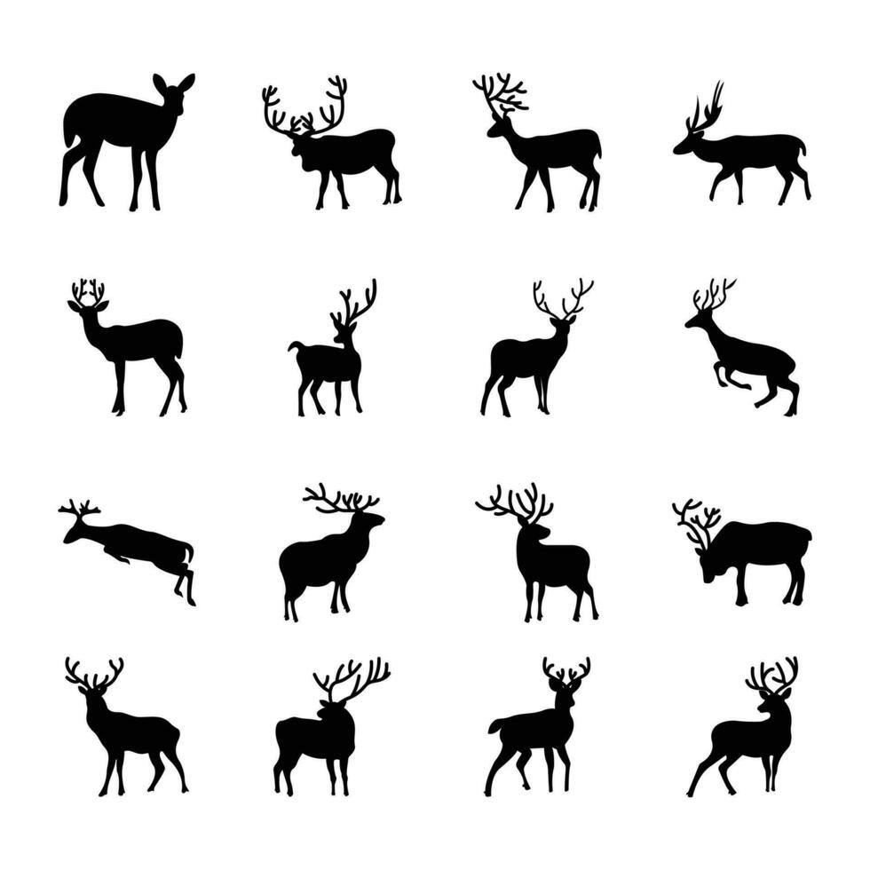 Stag Silhouette Set vector