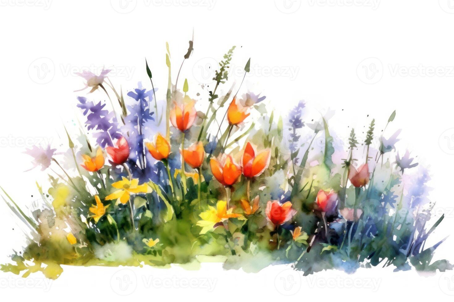 spring flowers water color background photo