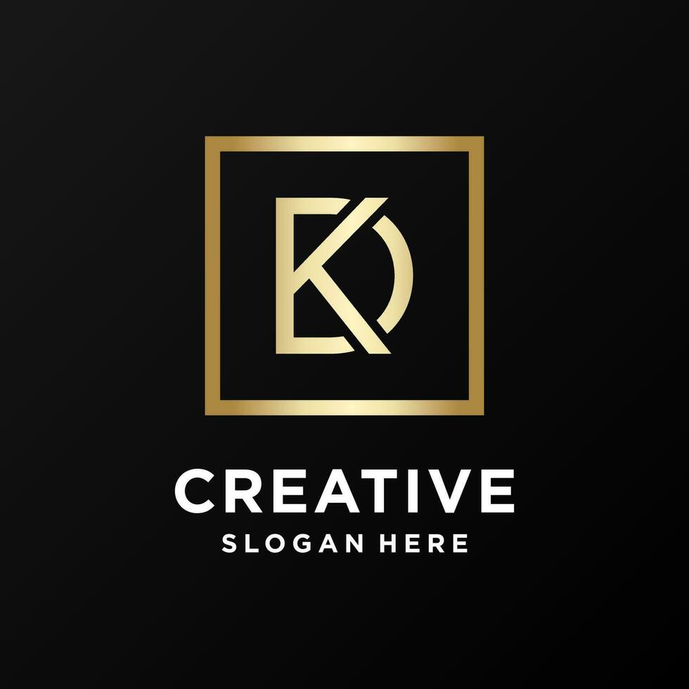 Gradient Golden KD logo design template modern concept vector