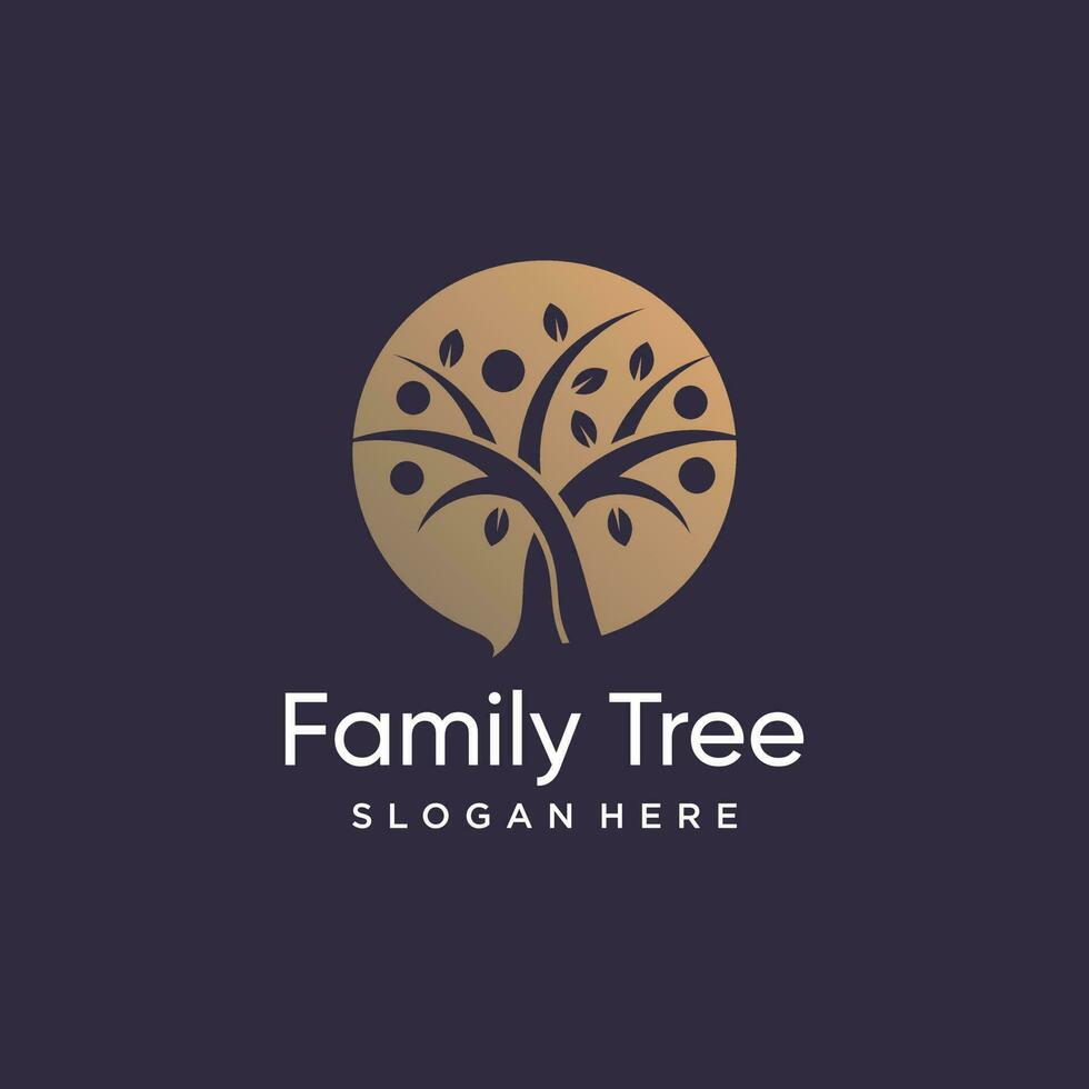 Family tree logo design vector with unique abstract style