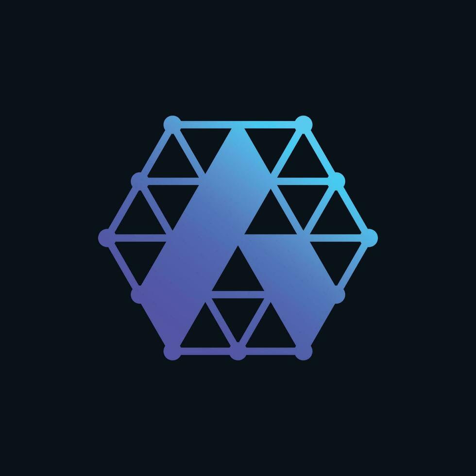 Letter A tech logo design template, initial, technology, gradient, modern vector