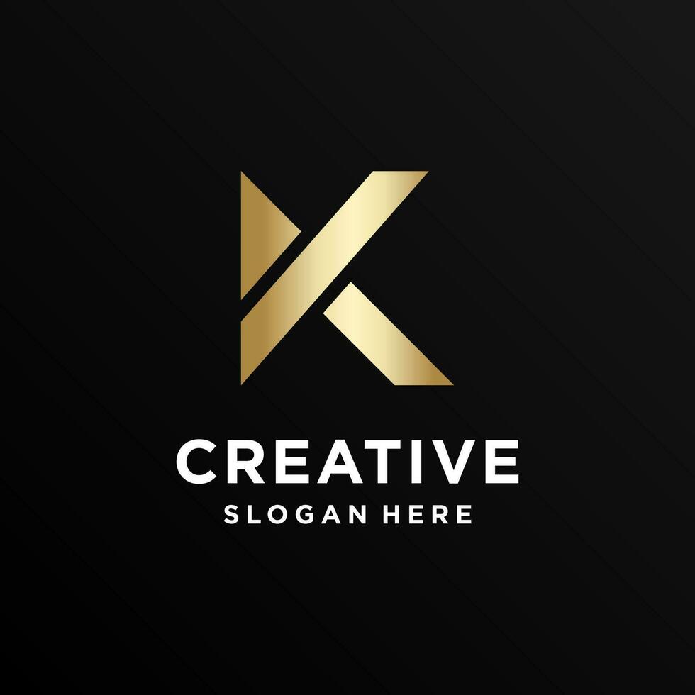 Gradient Golden K logo design template modern concept vector