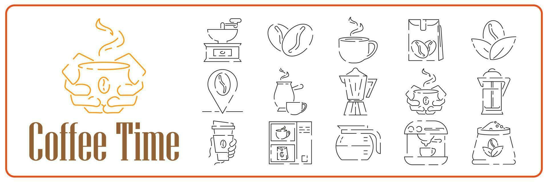 Coffee line icon set. Office working vector. vector