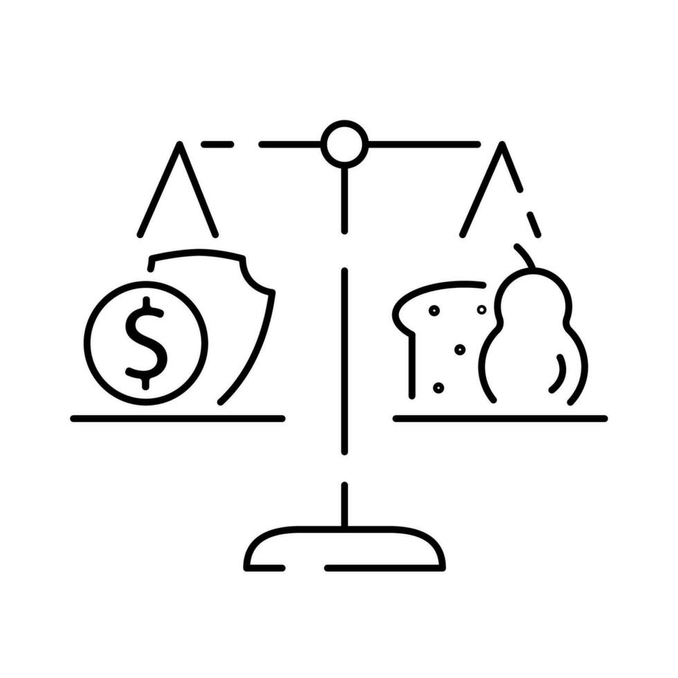 global comida crisis mundo línea icono. grano, trigo o Harina de maíz. hambre, pobreza y hambruna ayuda mercado harina precio. sin hogar, mendigo y pobre concepto. vector ilustración.