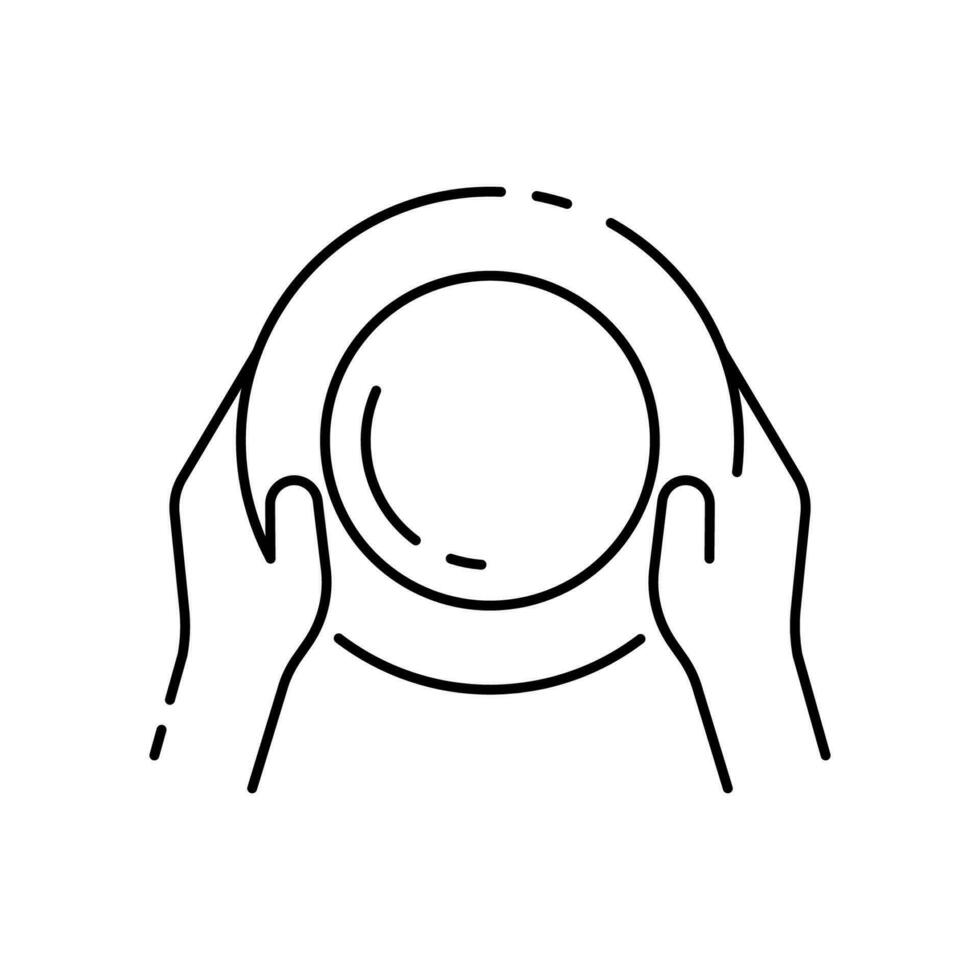 Global food crisis world line icon. Grain, wheat or cornflour. Hunger, poverty and famin. Help market flour price. Homless, beggar and poor concept. Vector illustration.