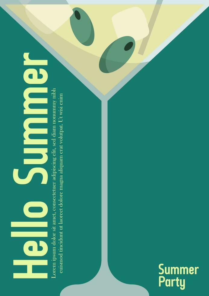 Summer flat vector illustrations background. Ice cream, watermelon, cocktail, girls. Posters, cover art flyer banner sign.