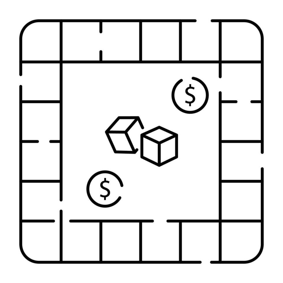 Line icon Board Game or table game Element fun and activity Vector Illustration dices and board.