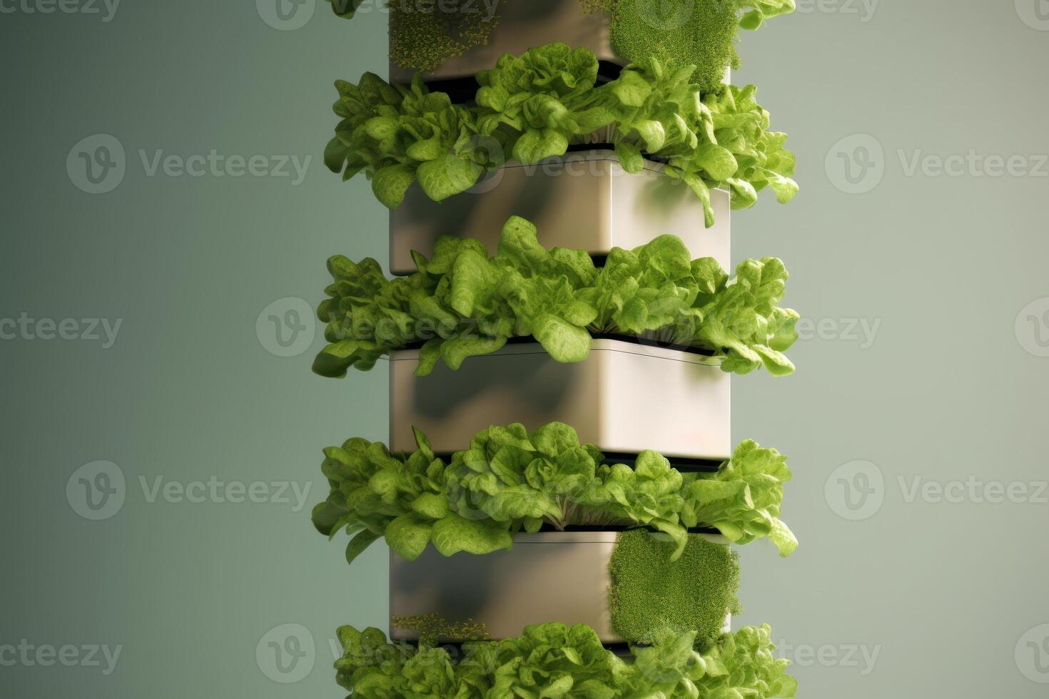 close view of a sustainable small indoor vertical tower lettuce go green environtmen background photo