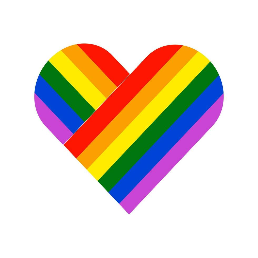 arco iris corazón icono. símbolo de homosexual amor en blanco antecedentes. vector