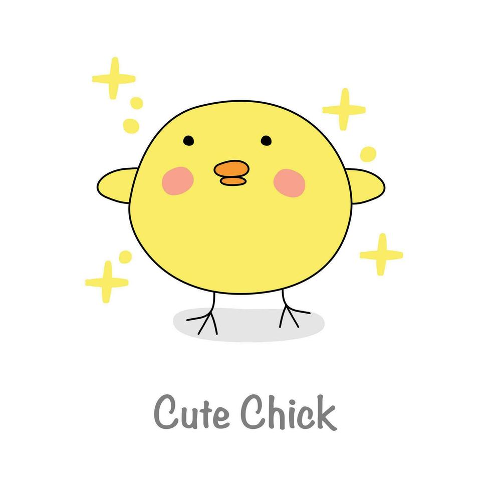 Cute chick character on white background. vector