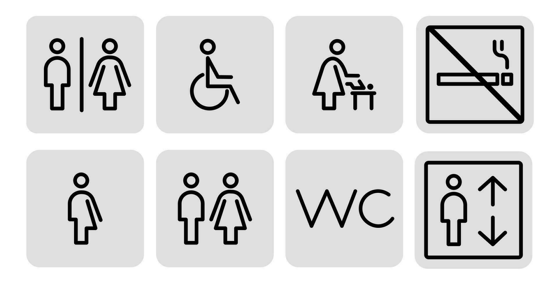 Wayfinding wc icons. Toilet line symbols. Vector illustration.