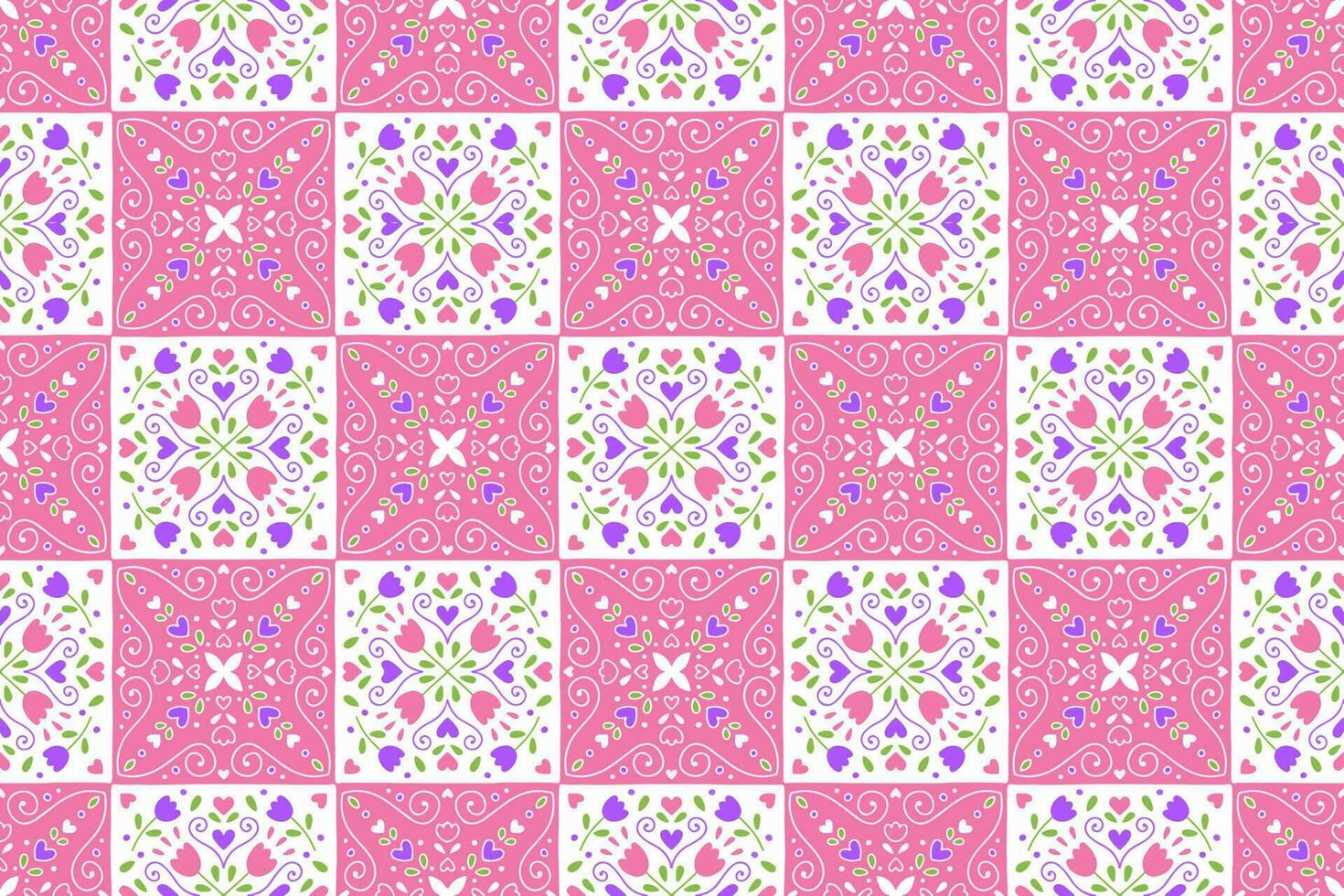 étnico resumen antecedentes linda rosado san valentin día amor corazón tulipán flor motivo geométrico tribal gente oriental nativo modelo tradicional alfombra fondo de pantalla ropa tela envase impresión loseta vector