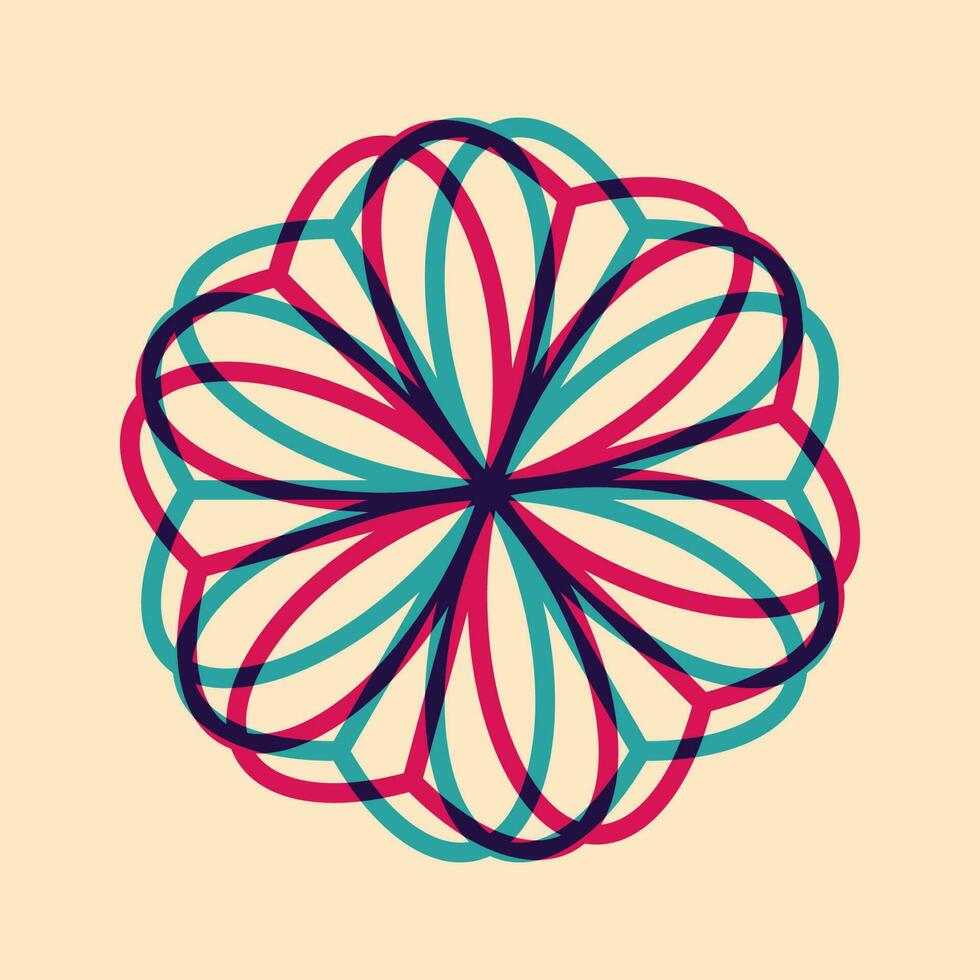 Geometric object  with riso print effect. Vector. Graphic element  for fabric, textile, clothing, wrapping paper, wallpaper, poster. Graphic element.  Perfect For your own decoration or design vector