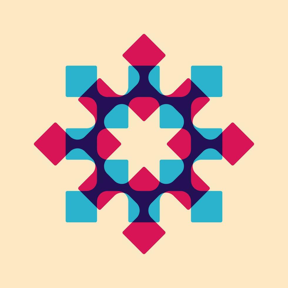 Geometric object  with riso print effect. Vector. Graphic element  for fabric, textile, clothing, wrapping paper, wallpaper, poster. Graphic element.  Perfect For your own decoration or design vector