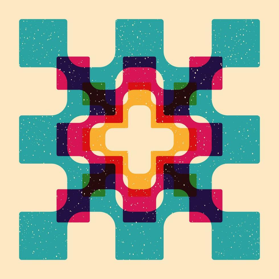 Geometric object  with riso print effect. Vector. Graphic element  for fabric, textile, clothing, wrapping paper, wallpaper, poster. Graphic element.  Perfect For your own decoration or design vector
