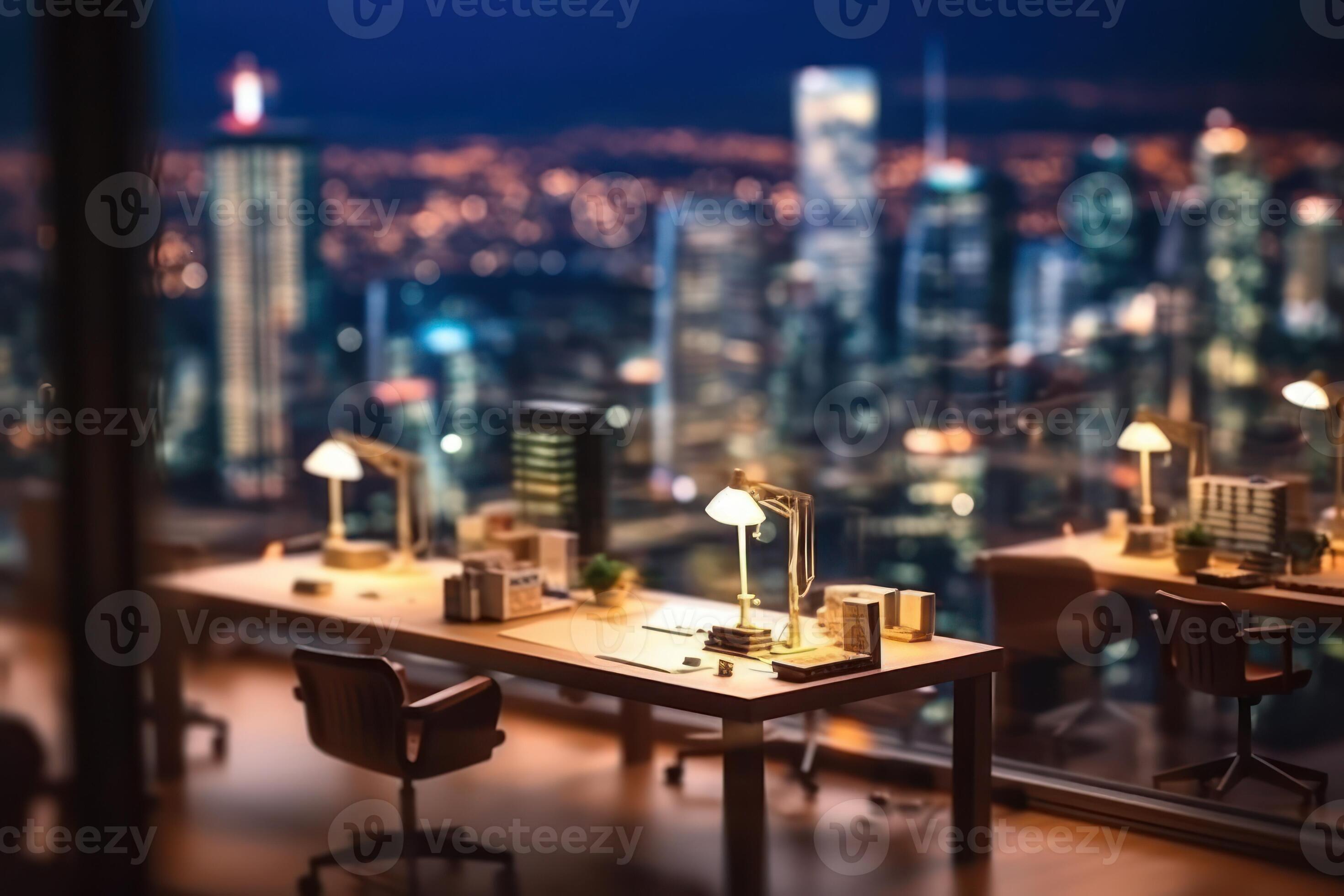 Blurred office workspace in the night view background 24105308 Stock